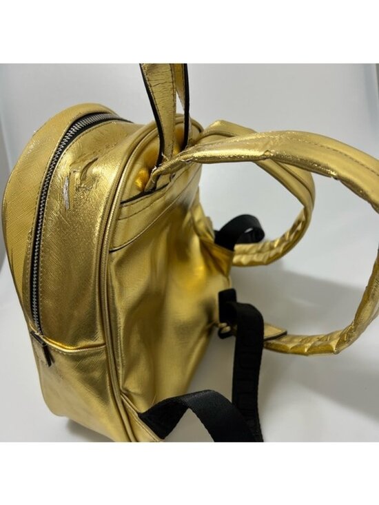 Versace Jeans Couture Logo Embossed Patent Leather Backpack Gold main image 8